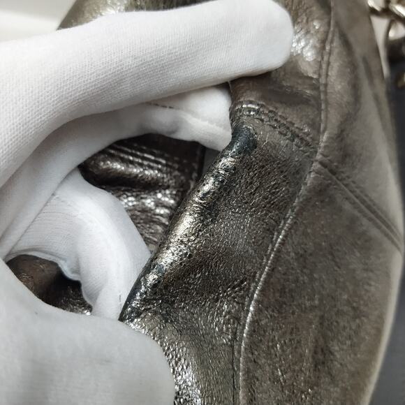 Coach Brooke Metallic Gray Leather Zipper Closure Hobo Shoulder Bag - Picture 9 of 16